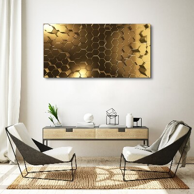 Foto auf leinwand Goldene Sechsecke im Weltraum