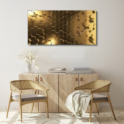 Foto auf leinwand Goldene Sechsecke im Weltraum