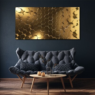 Foto auf leinwand Goldene Sechsecke im Weltraum