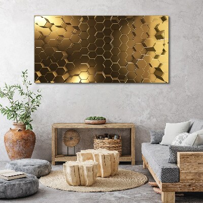 Foto auf leinwand Goldene Sechsecke im Weltraum