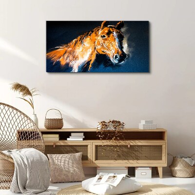 Foto auf leinwand Portrait eines Pferdes in intensiven Farben