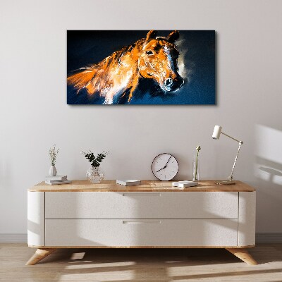 Foto auf leinwand Portrait eines Pferdes in intensiven Farben