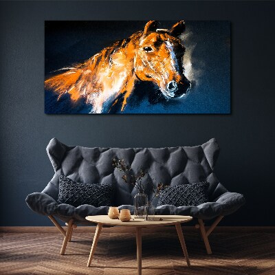 Foto auf leinwand Portrait eines Pferdes in intensiven Farben