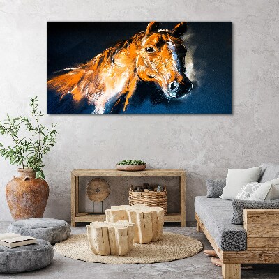 Foto auf leinwand Portrait eines Pferdes in intensiven Farben