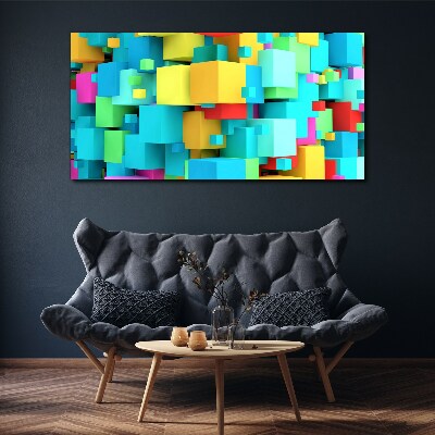Foto auf leinwand Bunte Würfel auf einem 3D-Hintergrund