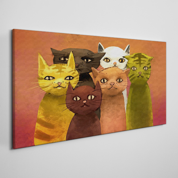 Wandbild Katzen in farbenfroher Harmonie