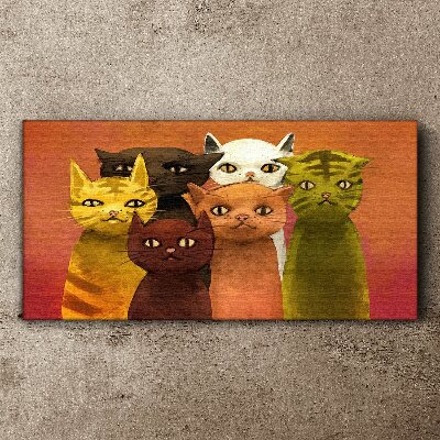Wandbild Katzen in farbenfroher Harmonie