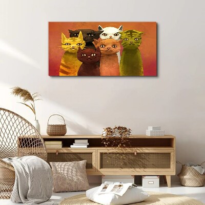 Wandbild Katzen in farbenfroher Harmonie