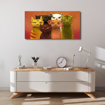 Wandbild Katzen in farbenfroher Harmonie