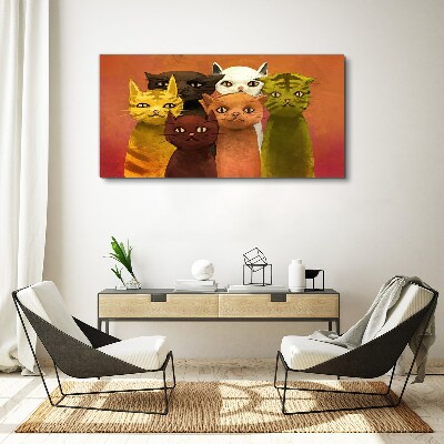 Wandbild Katzen in farbenfroher Harmonie