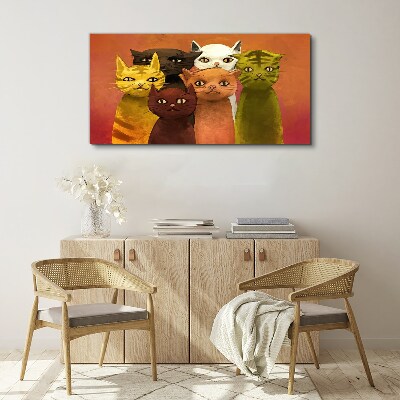 Wandbild Katzen in farbenfroher Harmonie