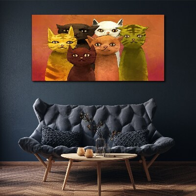 Wandbild Katzen in farbenfroher Harmonie