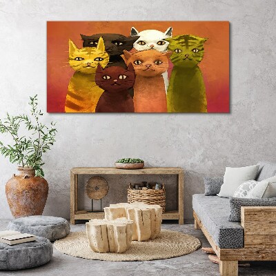 Wandbild Katzen in farbenfroher Harmonie