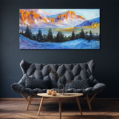 Foto auf leinwand Winterliche Berglandschaft