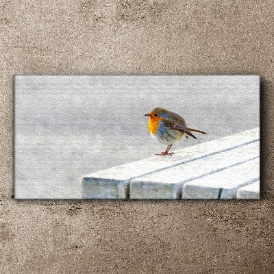 Foto auf leinwand Robin auf einer weißen Tafel