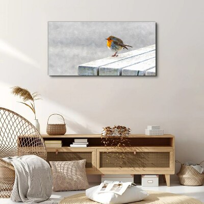 Foto auf leinwand Robin auf einer weißen Tafel