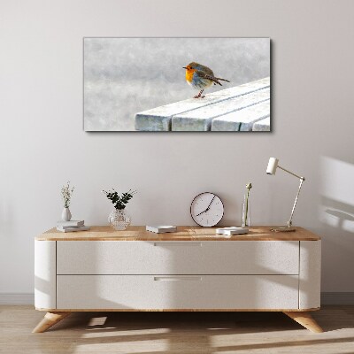 Foto auf leinwand Robin auf einer weißen Tafel