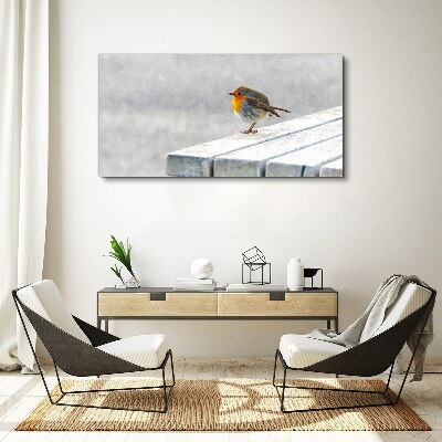 Foto auf leinwand Robin auf einer weißen Tafel