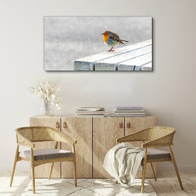 Foto auf leinwand Robin auf einer weißen Tafel