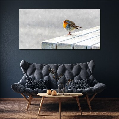 Foto auf leinwand Robin auf einer weißen Tafel