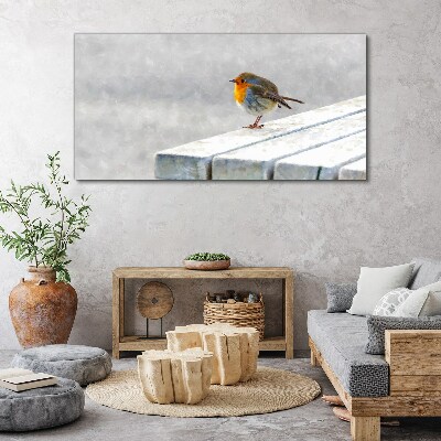Foto auf leinwand Robin auf einer weißen Tafel