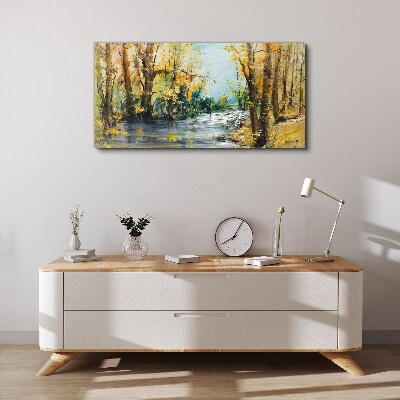 Foto auf leinwand Herbstlandschaft am Fluss