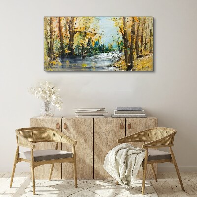 Foto auf leinwand Herbstlandschaft am Fluss