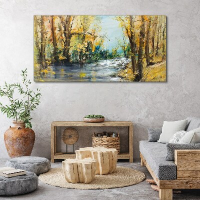 Foto auf leinwand Herbstlandschaft am Fluss