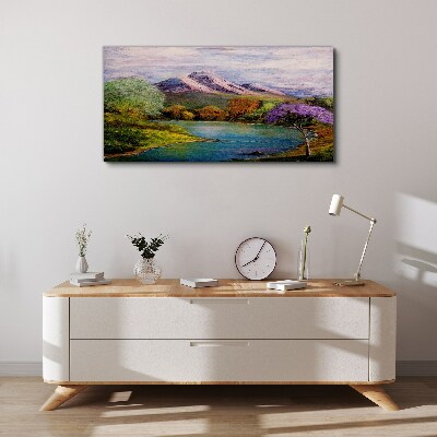 Foto auf leinwand Berglandschaft mit See