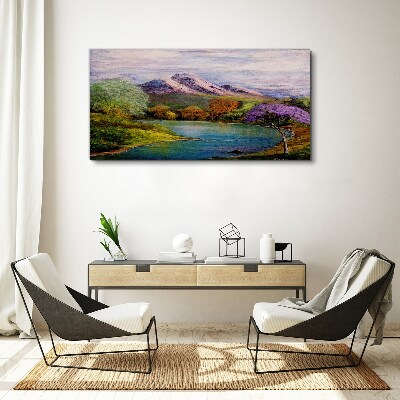 Foto auf leinwand Berglandschaft mit See