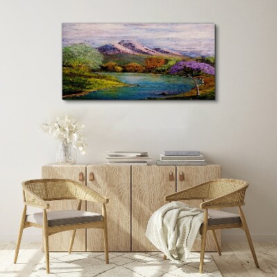 Foto auf leinwand Berglandschaft mit See