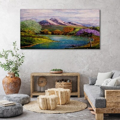 Foto auf leinwand Berglandschaft mit See