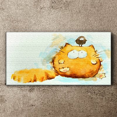 Foto auf leinwand Katze mit Vogel