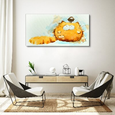 Foto auf leinwand Katze mit Vogel