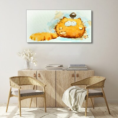 Foto auf leinwand Katze mit Vogel