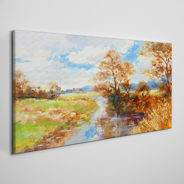Foto auf leinwand Herbstlandschaft am Fluss