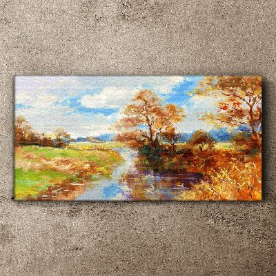 Foto auf leinwand Herbstlandschaft am Fluss