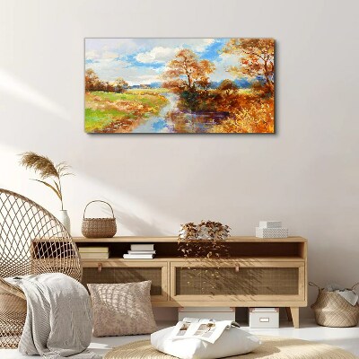 Foto auf leinwand Herbstlandschaft am Fluss