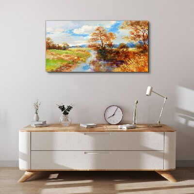Foto auf leinwand Herbstlandschaft am Fluss