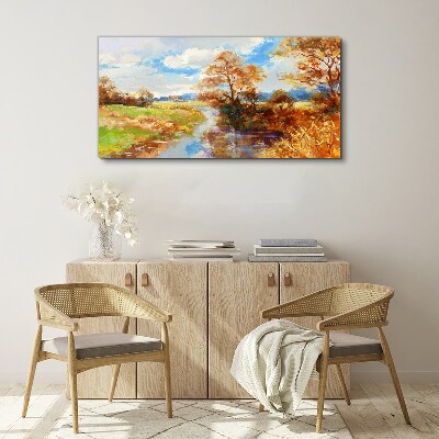 Foto auf leinwand Herbstlandschaft am Fluss
