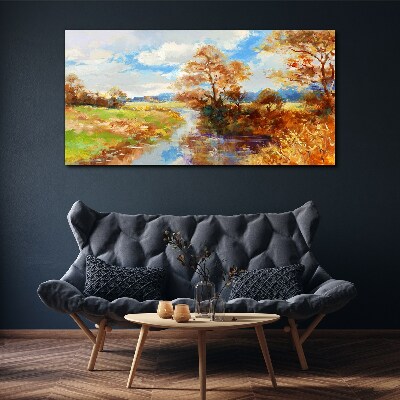 Foto auf leinwand Herbstlandschaft am Fluss