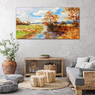 Foto auf leinwand Herbstlandschaft am Fluss