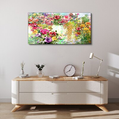 Foto auf leinwand Ein Blumenparadies in Pastellfarben