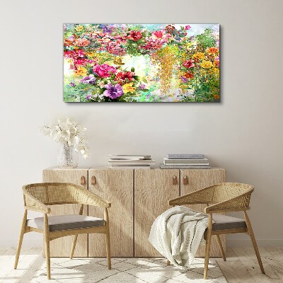 Foto auf leinwand Ein Blumenparadies in Pastellfarben