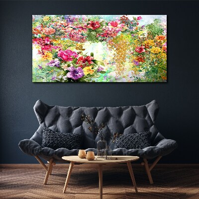Foto auf leinwand Ein Blumenparadies in Pastellfarben