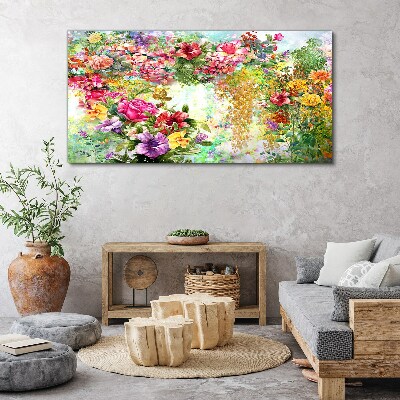 Foto auf leinwand Ein Blumenparadies in Pastellfarben