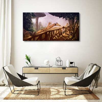 Foto auf leinwand Begegnung mit Giraffen im Zoo