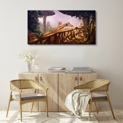 Foto auf leinwand Begegnung mit Giraffen im Zoo