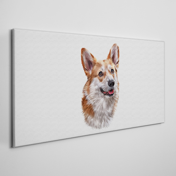 Bild auf leinwand Porträt eines fröhlichen Corgi-Hundes