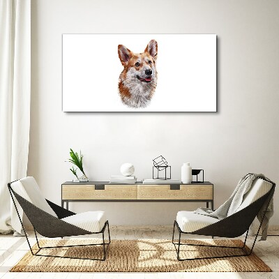 Bild auf leinwand Porträt eines fröhlichen Corgi-Hundes